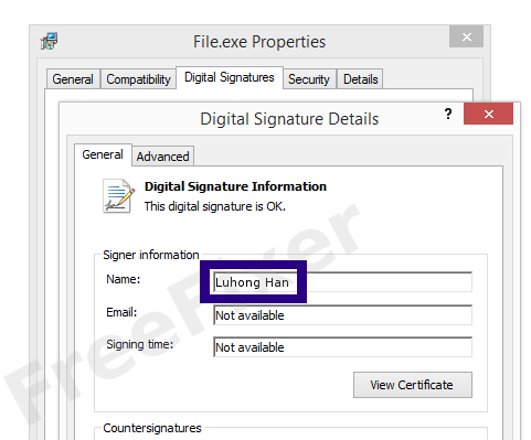 Screenshot of the Luhong Han certificate